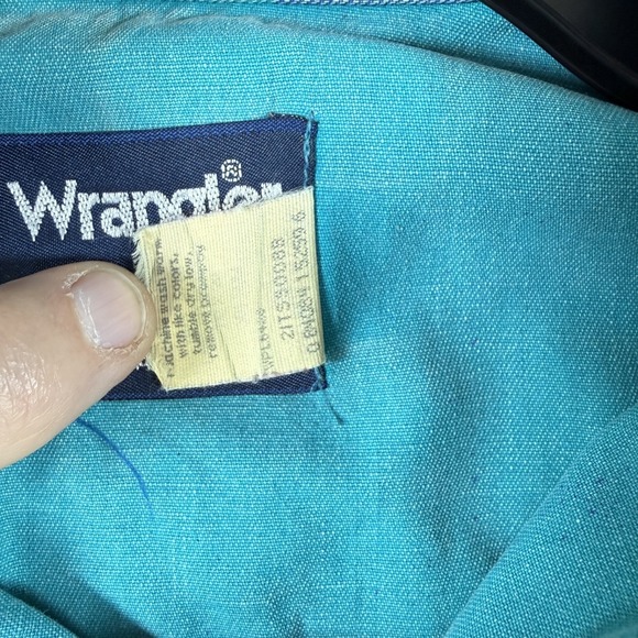 Wrangler Brushpopper Shirt 16 36 Blue Aztec Southwest Checotah Cowboy Rodeo VTG - Picture 4 of 8